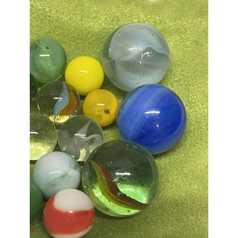 Vintage Marble Lot of 46 Different Sizes Colors